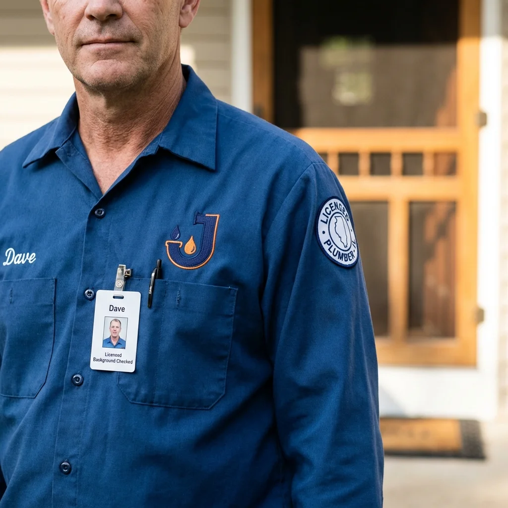 Licensed plumber showing ID badge in Swartz Creek, MI