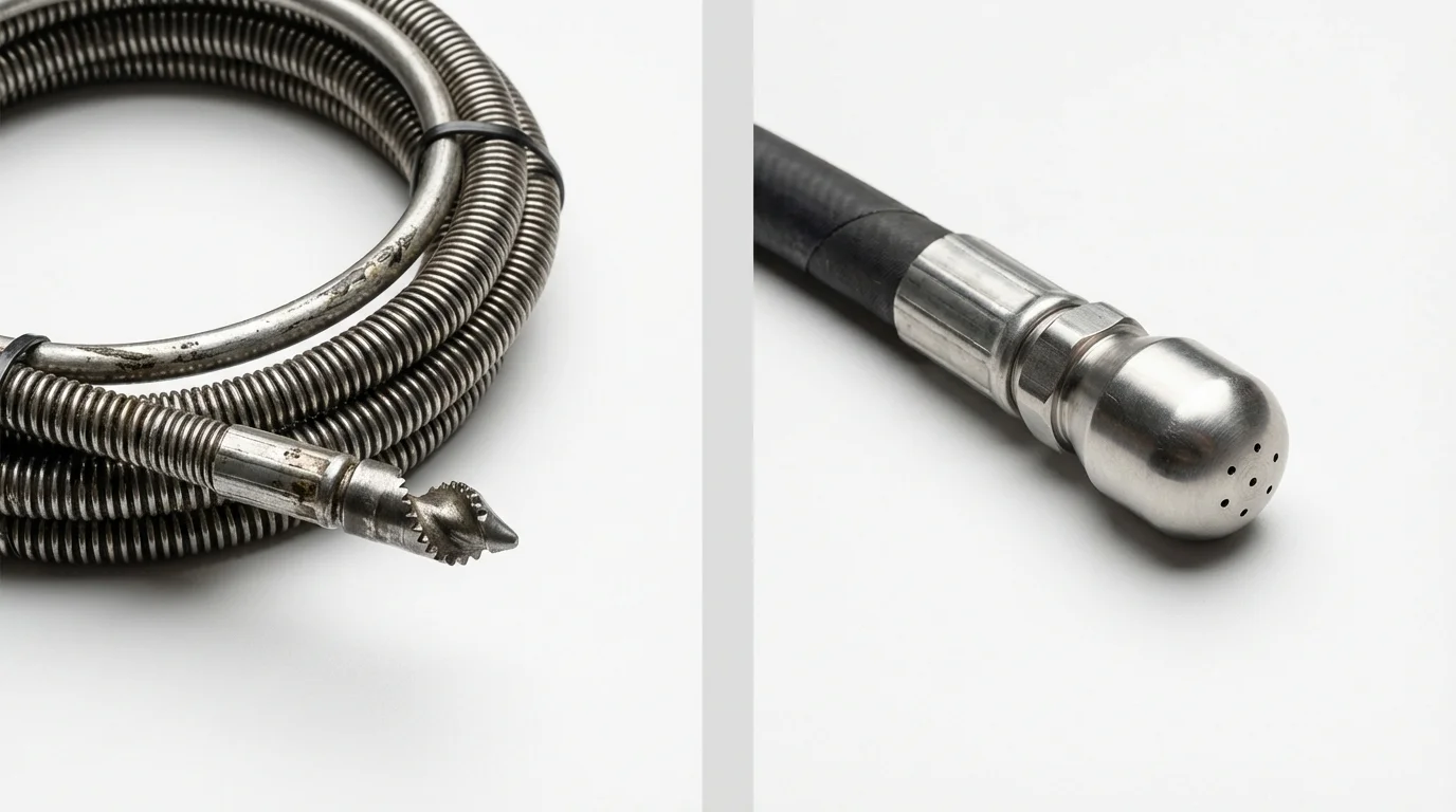 Drain snake cable and hydro jetting nozzle used for drain cleaning in Swartz Creek, MI