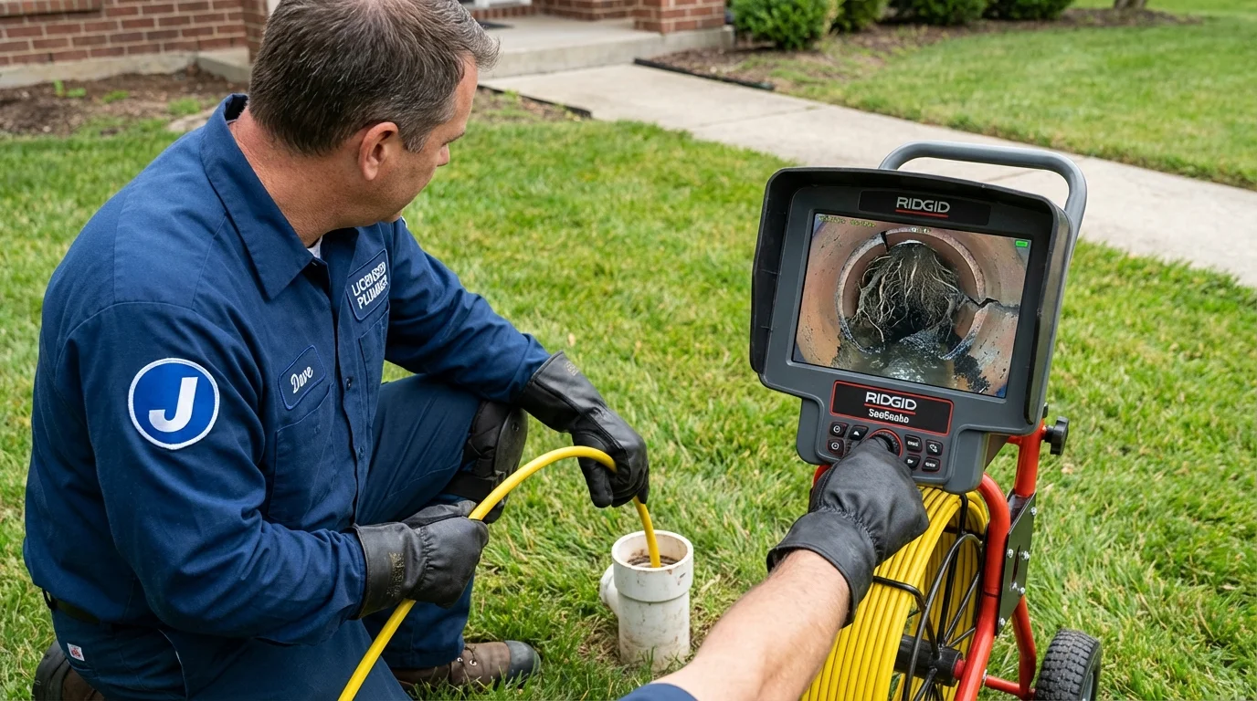 Sewer camera inspection being performed by Johns Plumbing LLC in Swartz Creek