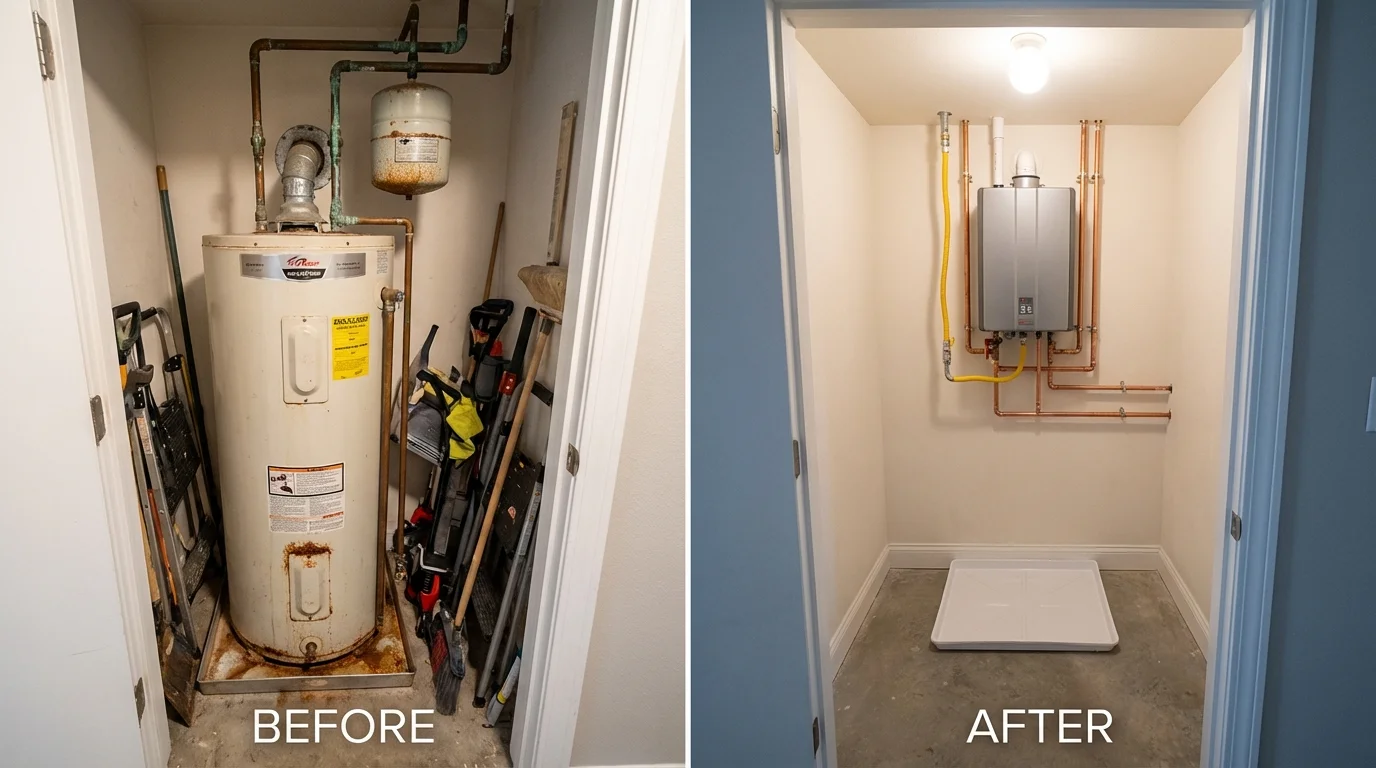 Tank water heater versus wall-mounted tankless unit comparison for Swartz Creek, MI homeowners